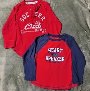 NWOT 2 Boy's Red Long Sleeve shirts 4T